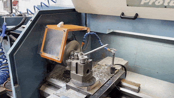Live action gif of metal on a lathe